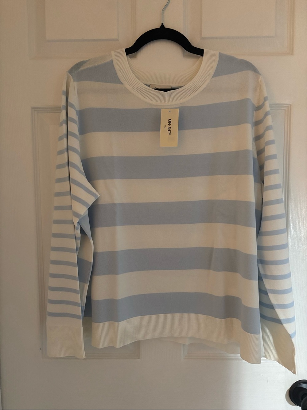 Striped Women’s Long Sleeve Sweater, 3X